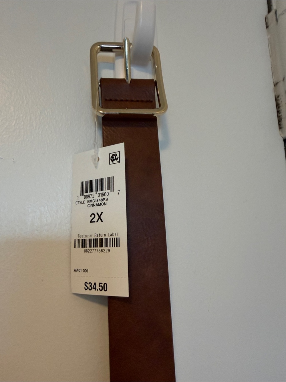 INC International Concepts Cinnamon Brown Leather Belt with Gold Buckle
